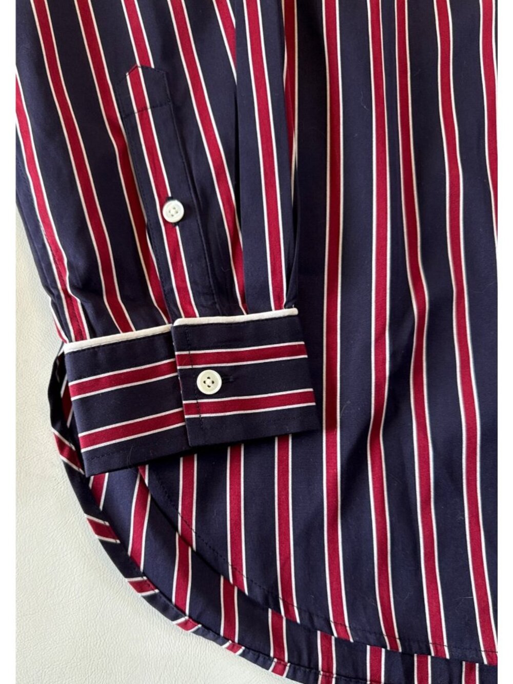 Madewell Long Button-Up Shirt in Stripe Poplin~Size M~Red Navy Stripe NWT L10 27 - Picture 8 of 10